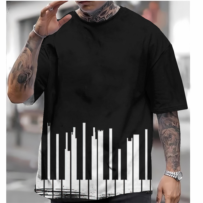 Audio Music Notes - Moda Klawisze fortepianu Grafika T-shirty Letni
