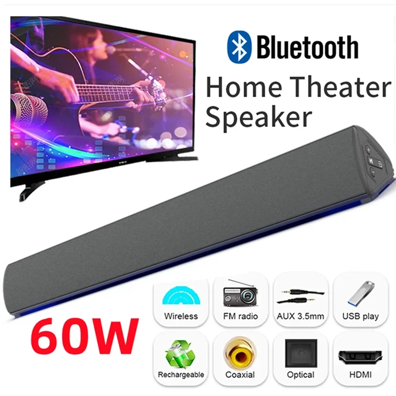 Audio Music System For Home - 60W Bezprzewodowy telewizor PC Soundbar Głośnik