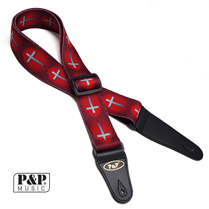 Guitar Strap Padded - Pasek gitarowy krzyż Chrystusa wzór termiczny