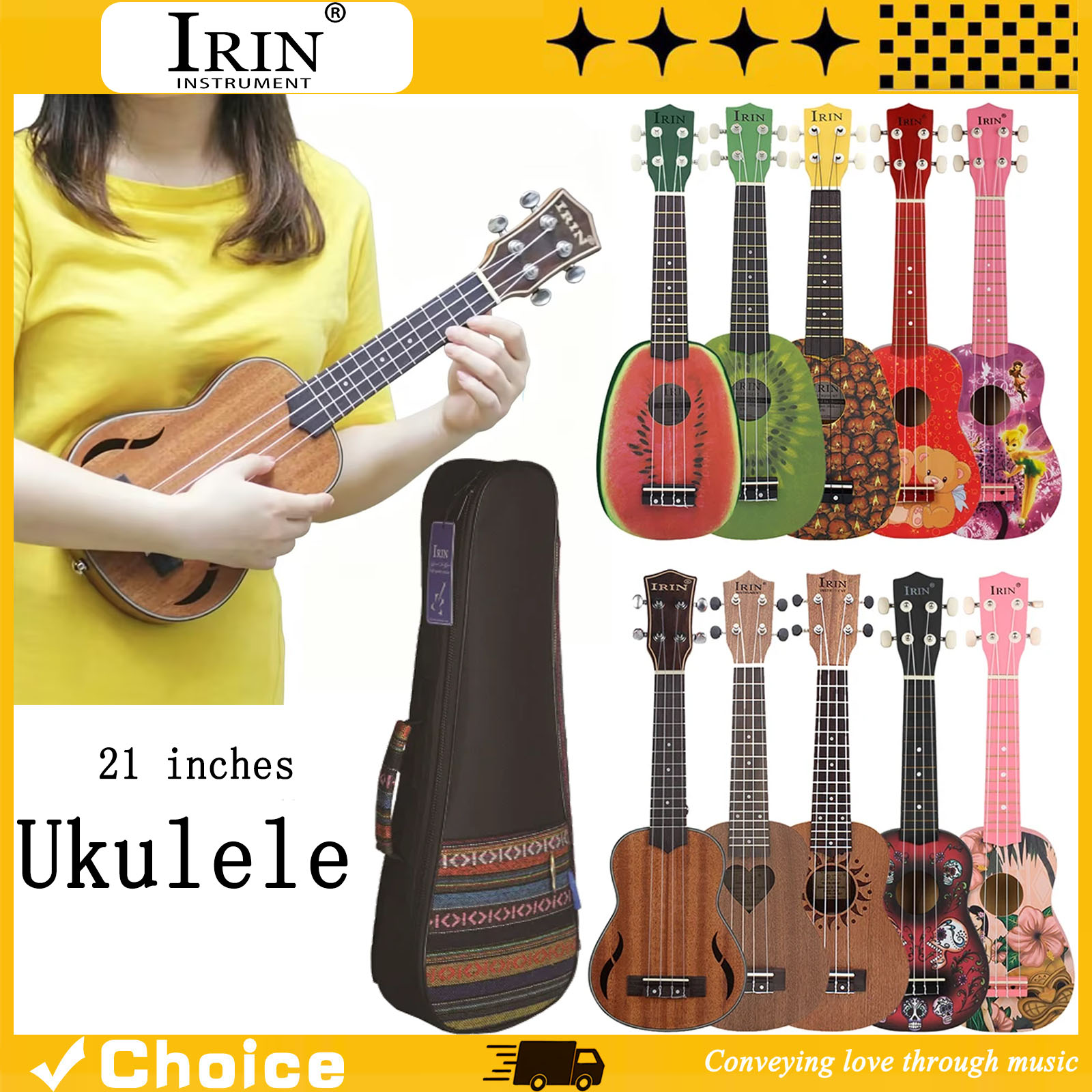 Ukulele Beginner Kit - Ukulele hawajskie 21 cali, sopranowe, dla