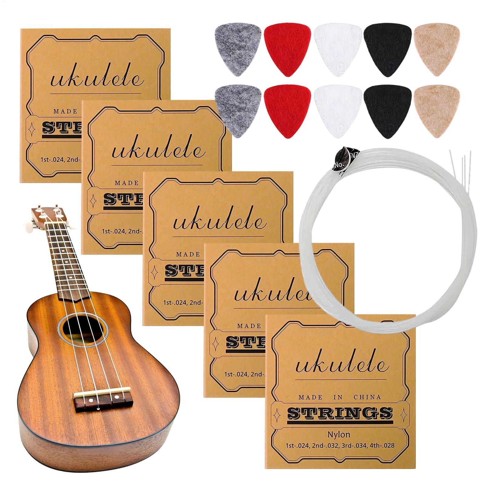 Ukulele Beginner Kit - 5 Zestawów Strun do Ukulele, Wysokiej