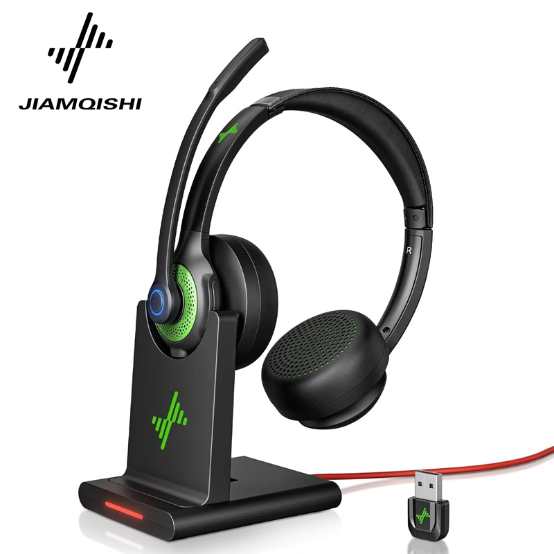 Contact Pickup Mic - Bezprzewodowe słuchawki JIAMQISHI EH02P z podstawką