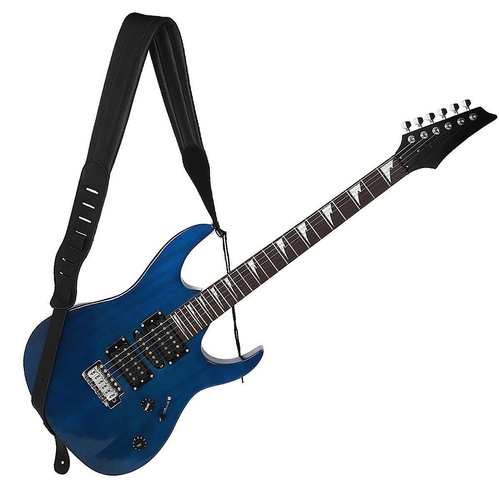 Guitar Strap Padded - Klasyczny czarny bawełniano-skórzany pasek do gitary,