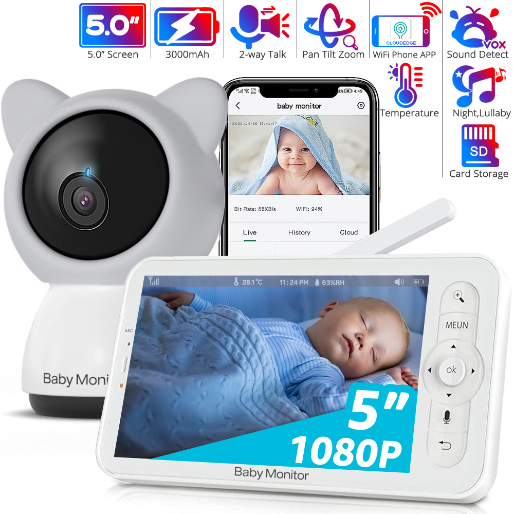 Zoom Audio Music - Elektroniczna niania WiFi z aplikacją, 5-calowy