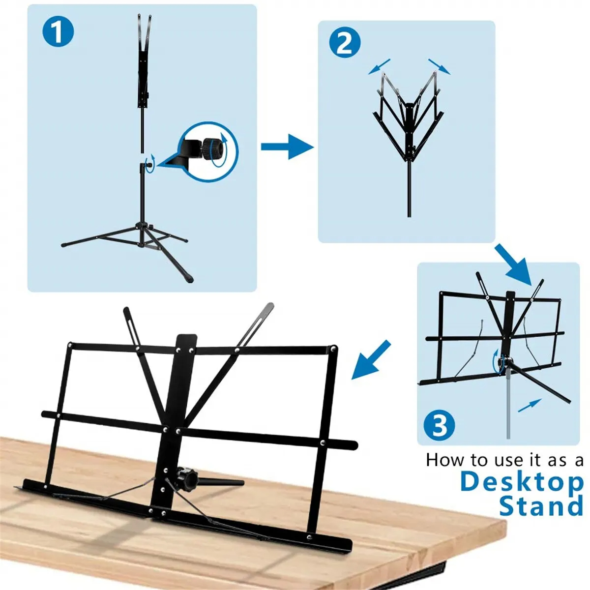 Stojak na nuty 2 w 1, podwójne – Music Stand Folding recenzja i cena