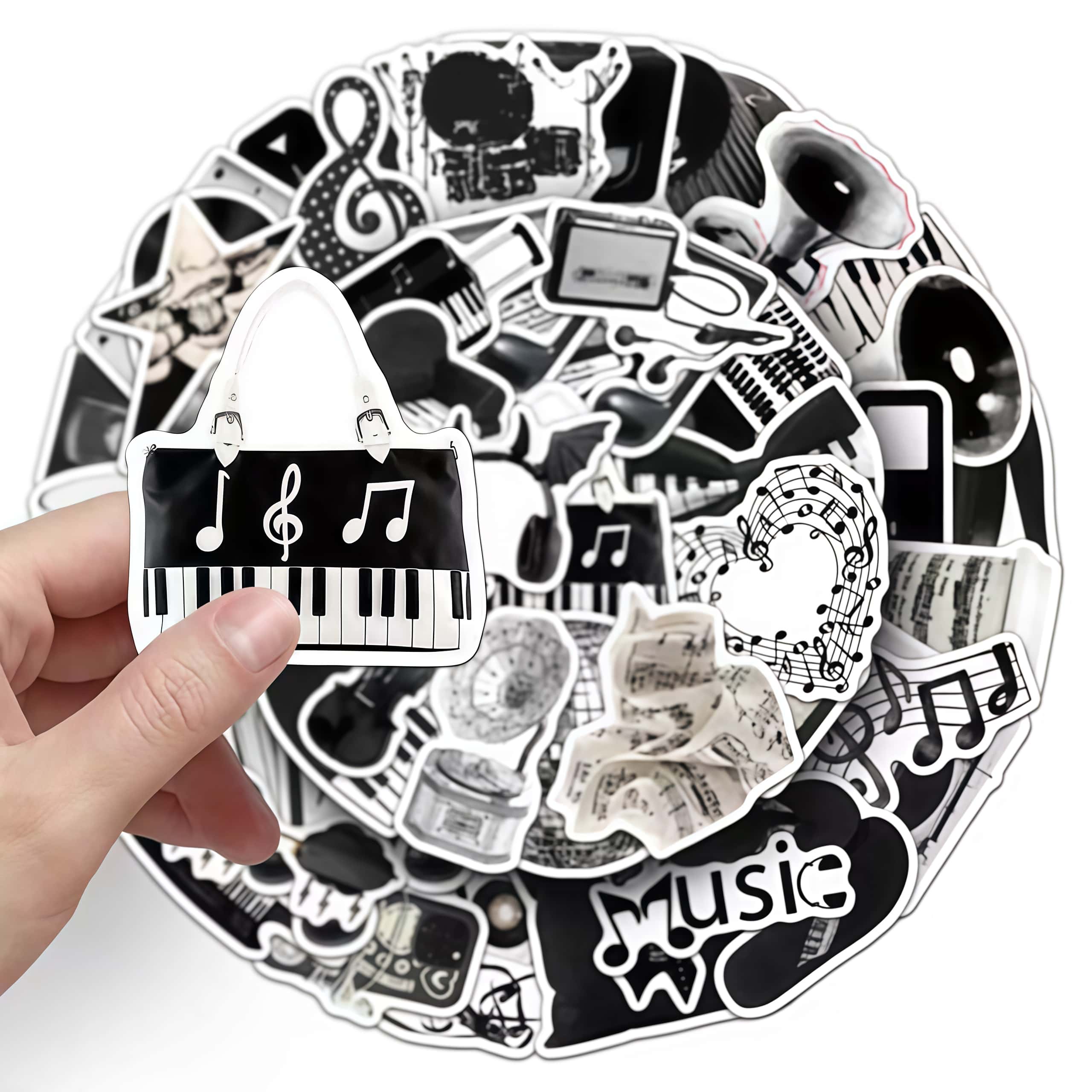 50 szt. Czarne Białe Naklejki  – Audio Music Notes recenzja i cena