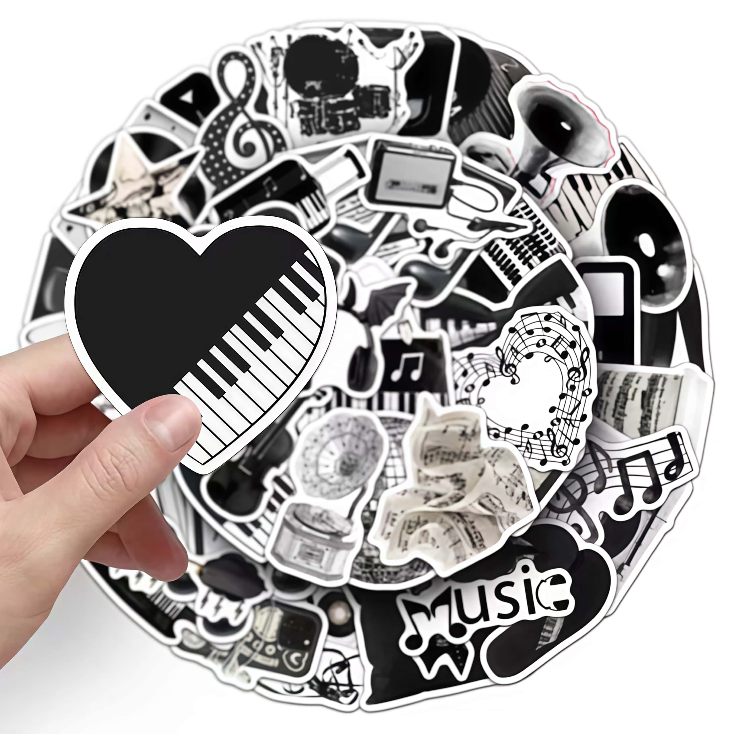 50 szt. Czarne Białe Naklejki  – Audio Music Notes recenzja i cena